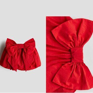 H&M Kids Girls Red Bow-Detail Balloon Skirt